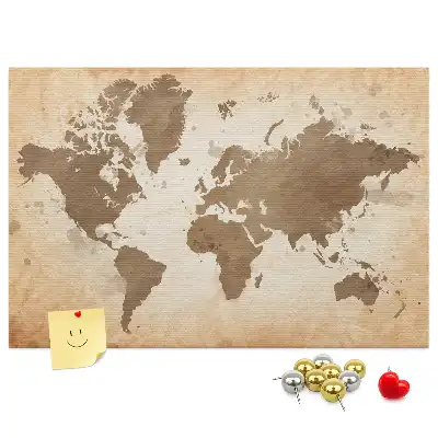 Cork memo board Painted world map