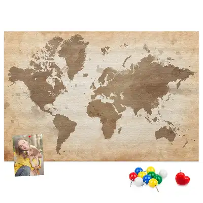 Cork memo board Painted world map
