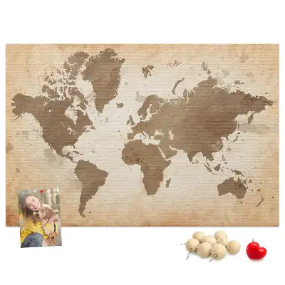 Cork memo board Painted world map