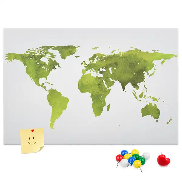 Printed Cork Board Watercolor world map