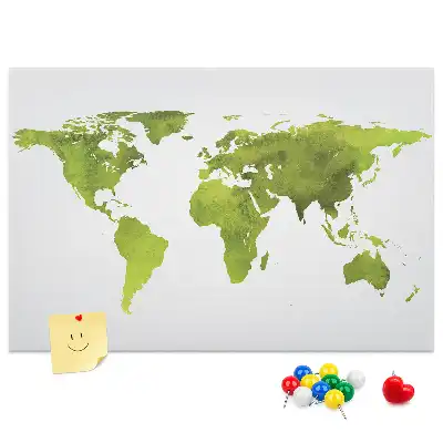 Printed Cork Board Watercolor world map