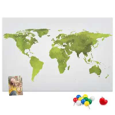 Printed Cork Board Watercolor world map