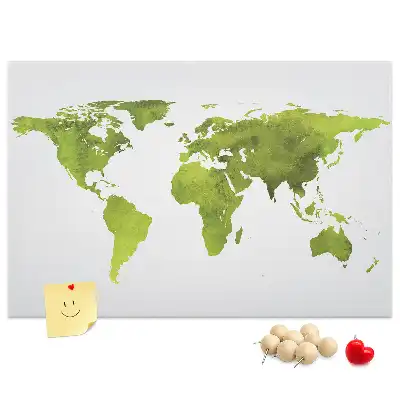 Printed Cork Board Watercolor world map
