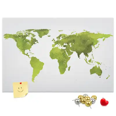 Printed Cork Board Watercolor world map