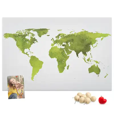 Printed Cork Board Watercolor world map
