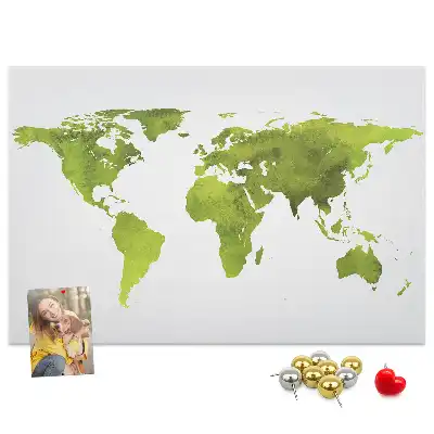 Printed Cork Board Watercolor world map