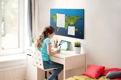 World Map Printed Cork Memo Board