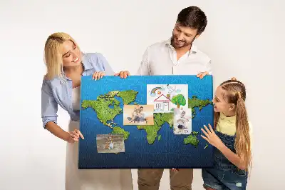 World Map Printed Cork Memo Board