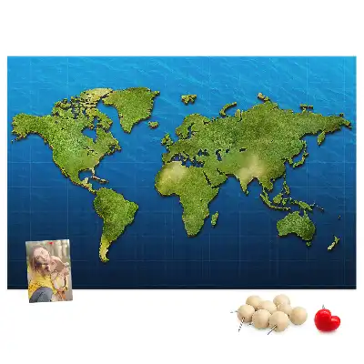 World Map Printed Cork Memo Board