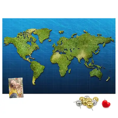Printed Cork Memo Board World map