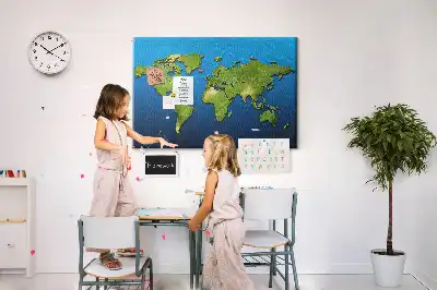 World Map Printed Cork Memo Board