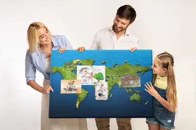 World Map Printed Cork Memo Board