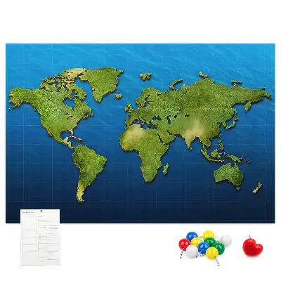 Printed Cork Memo Board World map