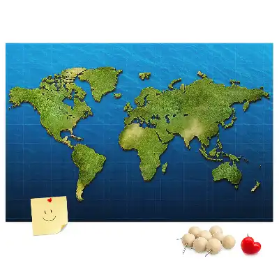 Printed Cork Memo Board World map