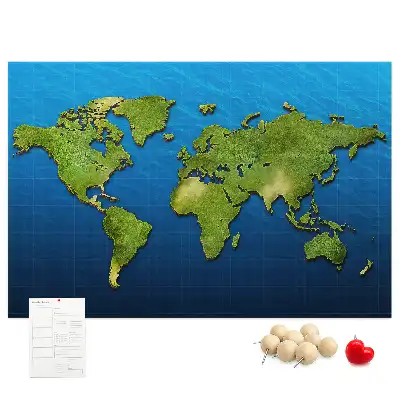 Printed Cork Memo Board World map