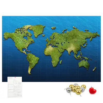 Printed Cork Memo Board World map
