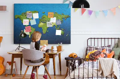 Printed Cork Memo Board World map