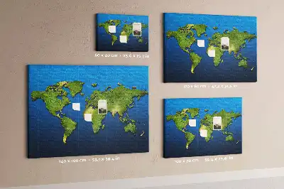 World Map Printed Cork Memo Board