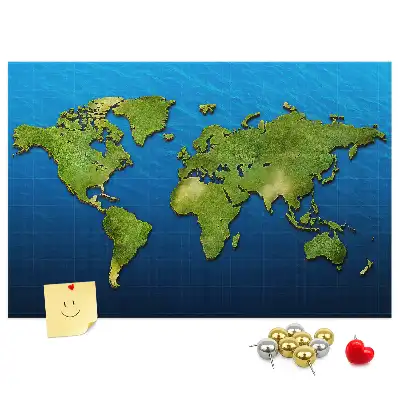 Printed Cork Memo Board World map