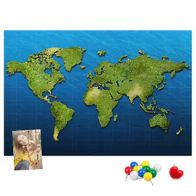 Printed Cork Memo Board World map
