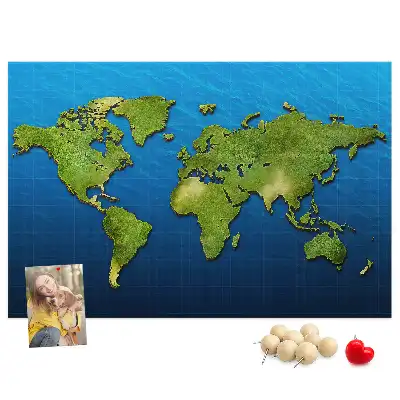 Printed Cork Memo Board World map