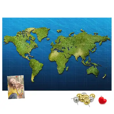 Printed Cork Memo Board World map