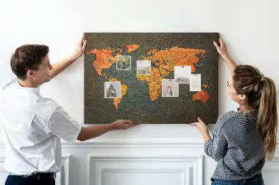 Printed Cork Memo Board World map