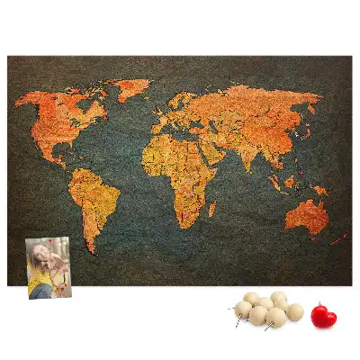 Printed Cork Memo Board World map