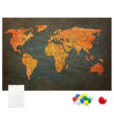 Printed Cork Memo Board World map