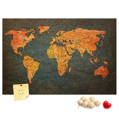 World Map Printed Cork Memo Board