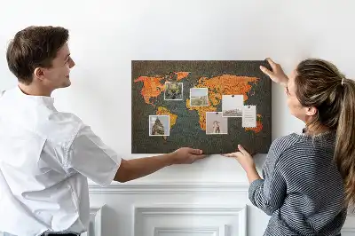 Printed Cork Memo Board World map