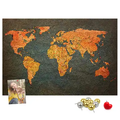 Printed Cork Memo Board World map