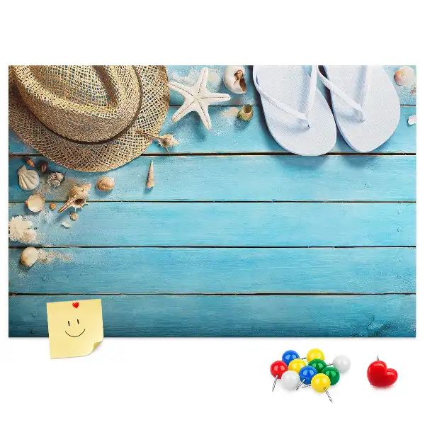 Printed Cork Board Hat and Flip-Flops Set