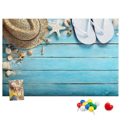 Printed Cork Board Hat and flip-flops