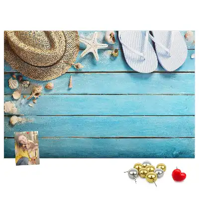 Printed Cork Board Hat and flip-flops