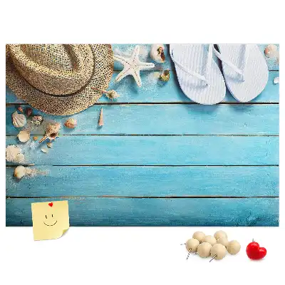 Printed Cork Board Hat and flip-flops