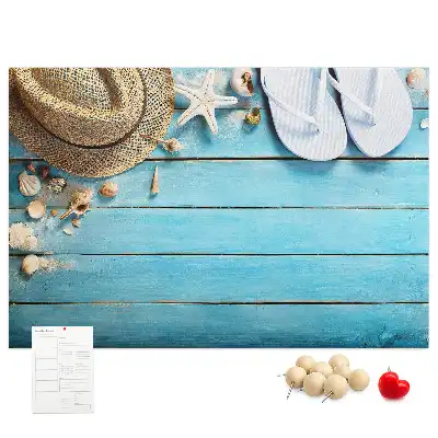 Printed Cork Board Hat and flip-flops