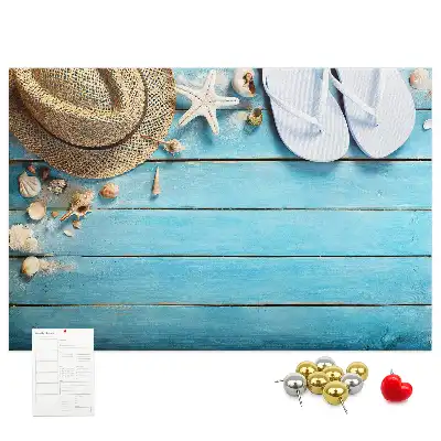 Printed Cork Board Hat and flip-flops