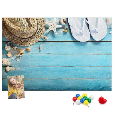 Printed Cork Board Hat and flip-flops