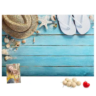 Printed Cork Board Hat and flip-flops