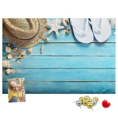 Printed Cork Board Hat and flip-flops