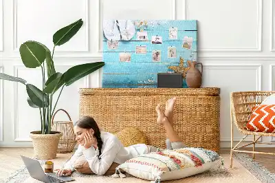 Printed Cork Memo Board with Seashells on Wood Design