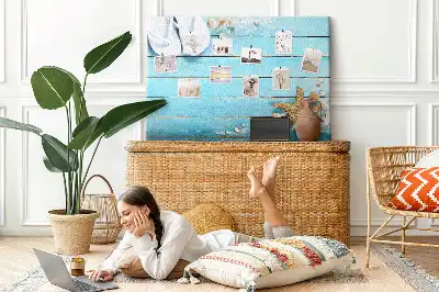 Printed Cork Memo Board with Seashells on Wood Design