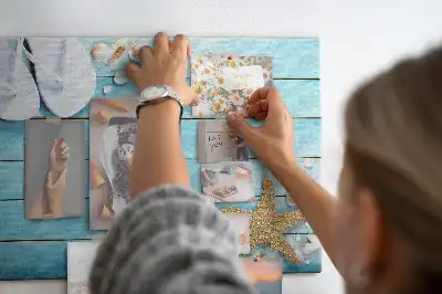 Printed Cork Memo Board with Seashells on Wood Design