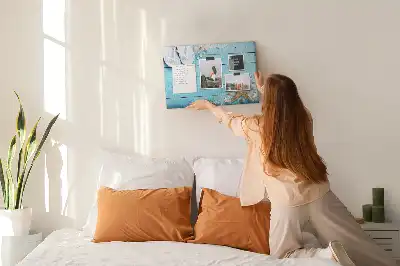 Printed Cork Memo Board with Seashells on Wood Design
