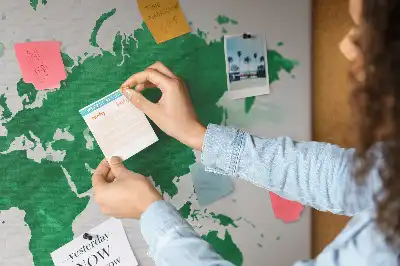 Green world map cork memo board