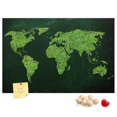 Grassy world map printed cork memo board
