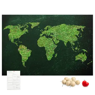 Grassy world map printed cork memo board