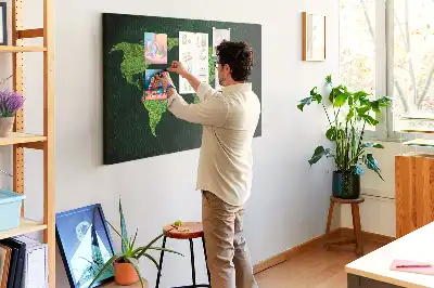 Grassy world map printed cork memo board