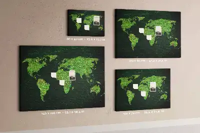 Grassy world map printed cork memo board